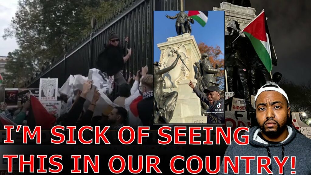 Pro Palestine DC Rioters Chant ‘F Joe Biden’ As They VANDALIZE Statues & Try To INVADE White House!