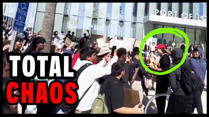 Los Angeles RIOTS Erupt On MAGA Patriot!!